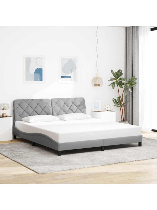 Voodiraam LED-iga ilma madratsita, helehall, 180x200 cm, kangas