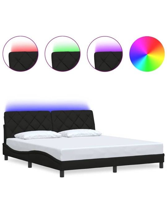 VOODIRAAM LED-IGA ILMA MADRATSITA, MUST, 180X200 CM, KANGAS