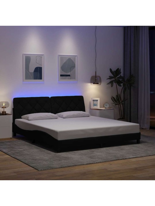 VOODIRAAM LED-IGA ILMA MADRATSITA, MUST, 180X200 CM, KANGAS