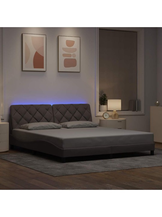 Voodiraam led ilma madratsita, pruunikashall, 180x200cm, kangas