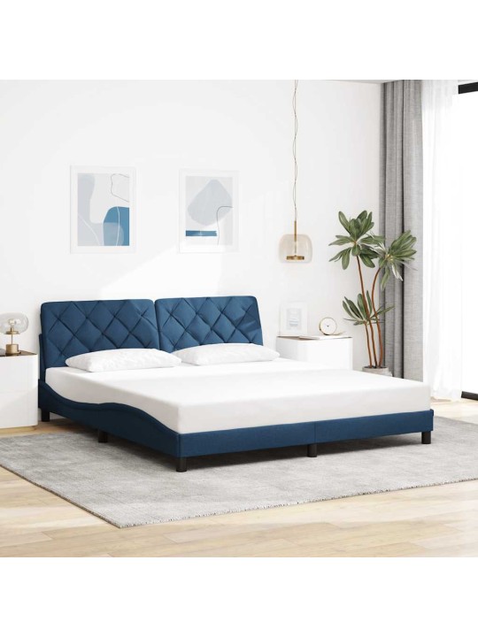 Voodiraam LED-iga ilma madratsita, sinine, 180x200 cm, kangas