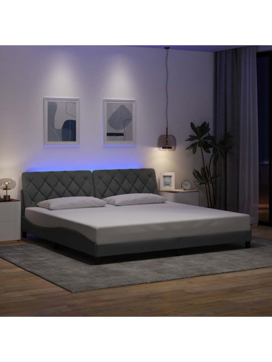 Voodiraam LED-iga ilma madratsita, 200 x 200 cm, kangas