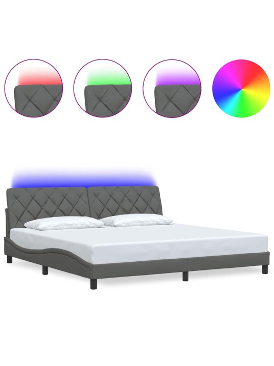 Voodiraam LED-iga ilma madratsita, 200 x 200 cm, kangas