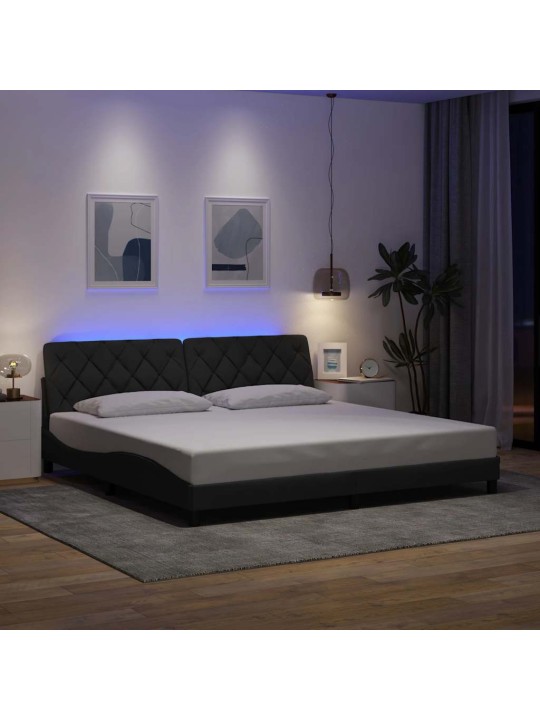 Voodiraam LED-iga ilma madratsita, 200 x 200 cm, kangas
