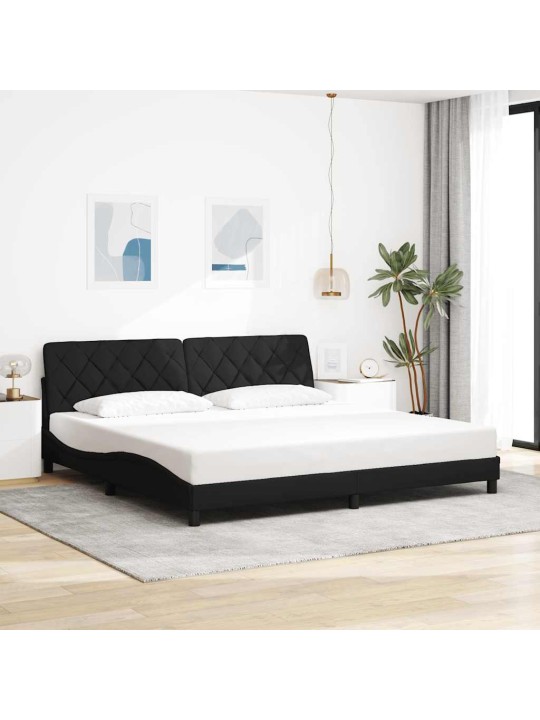 Voodiraam LED-iga ilma madratsita, must, 200x200 cm, kangas