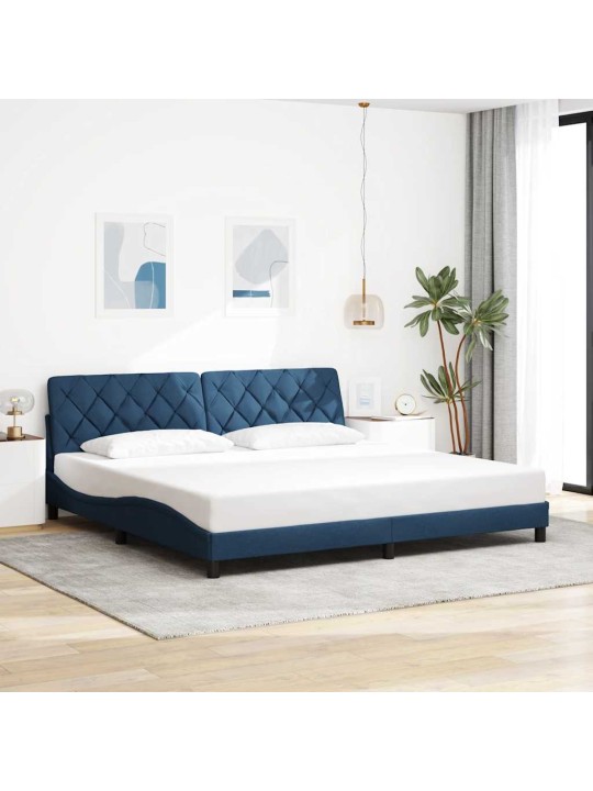 Voodiraam LED-iga ilma madratsita, sinine, 200 x 200 cm, kangas