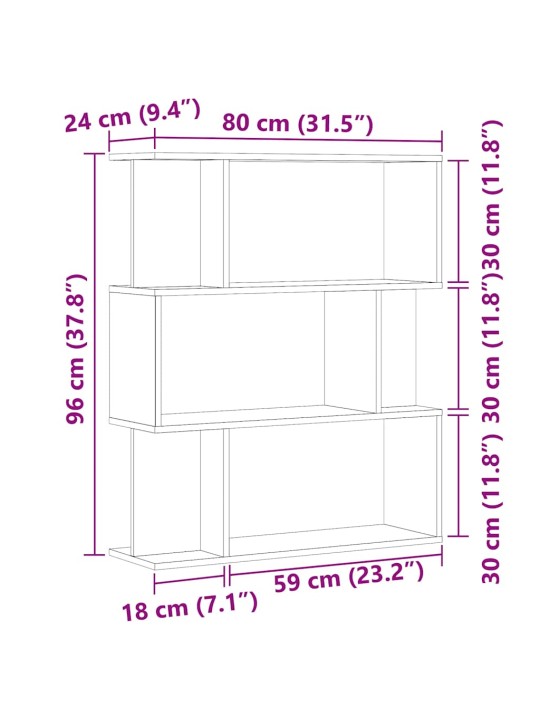 RAAMATUKAPP VANA PUIT 80X24X96 CM ENGINEERED WOOD