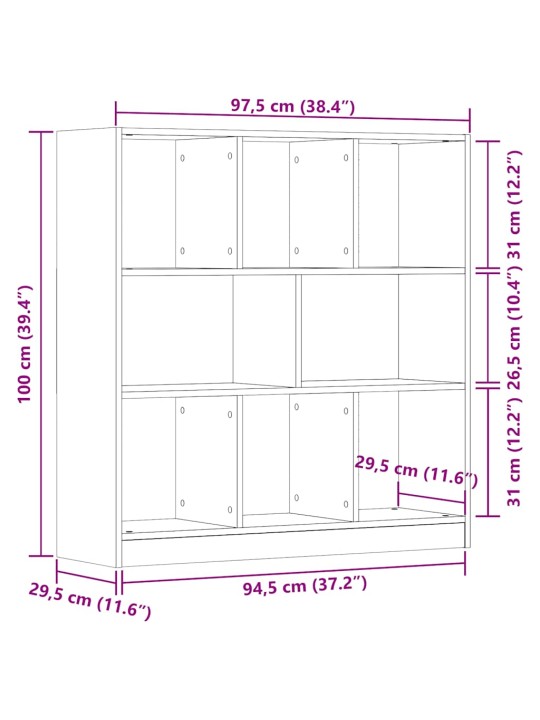 RAAMATUKAPP VANA PUIT 97,5X29,5X100 CM TEHNILINE PUIT