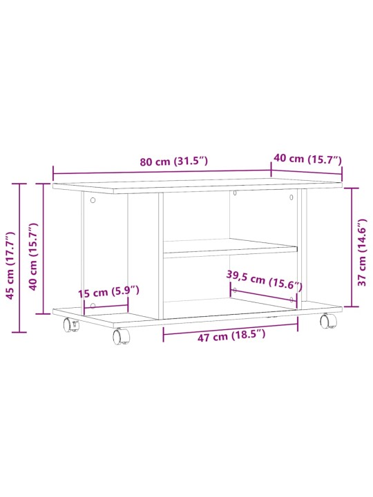 RATASTEGA TELERIKAPP OLD WOOD 80X40X45 CM ENGINEERED WOOD