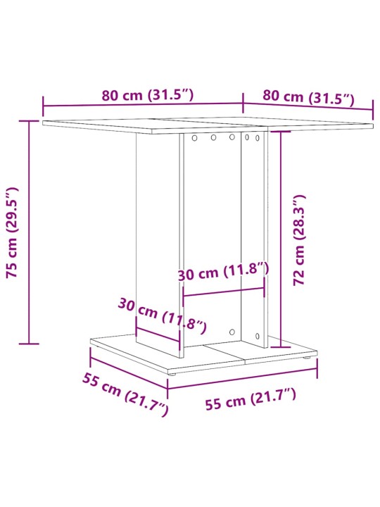 SÖÖGILAUD ARTISAN TAMM 80X80X75 CM ENGINEERED WOOD