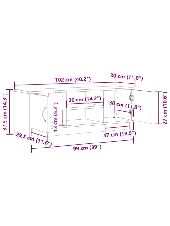 TELERIKAPP OLD WOOD 102X30X37,5 CM ENGINEERED WOOD