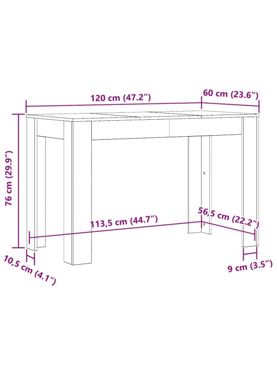 SÖÖGILAUD VANA PUIT 120X60X76 CM ENGINEERED WOOD