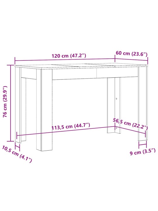 SÖÖGILAUD ARTISAN TAMM 120X60X76 CM ENGINEERED WOOD