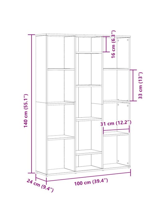 RUUMIJAGAJA/RAAMATUKAPP VANA PUIT 100X24X140 CM TEHNILINE PUIT