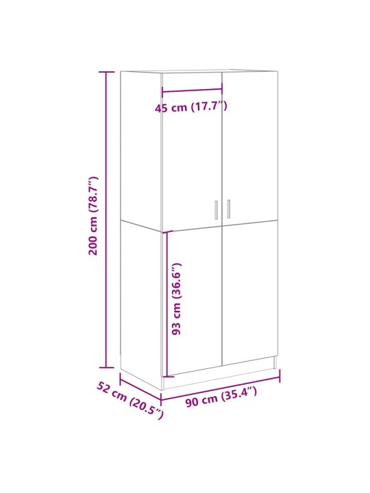 RIIDEKAPP OLD WOOD 90X52X200 CM ENGINEERED WOOD