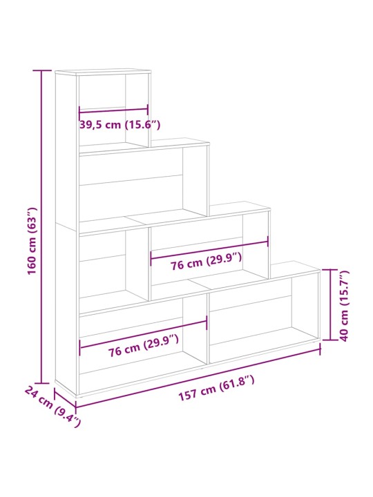 RAAMATUKAPP VANA PUIT 157X24X160 CM ENGINEERED WOOD