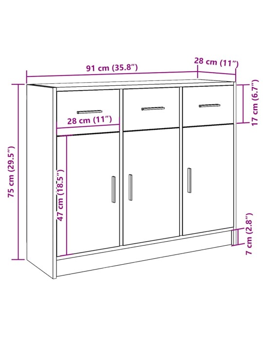PUHVETKAPP ARTISAN OAK 91X28X75 CM ENGINEERED WOOD