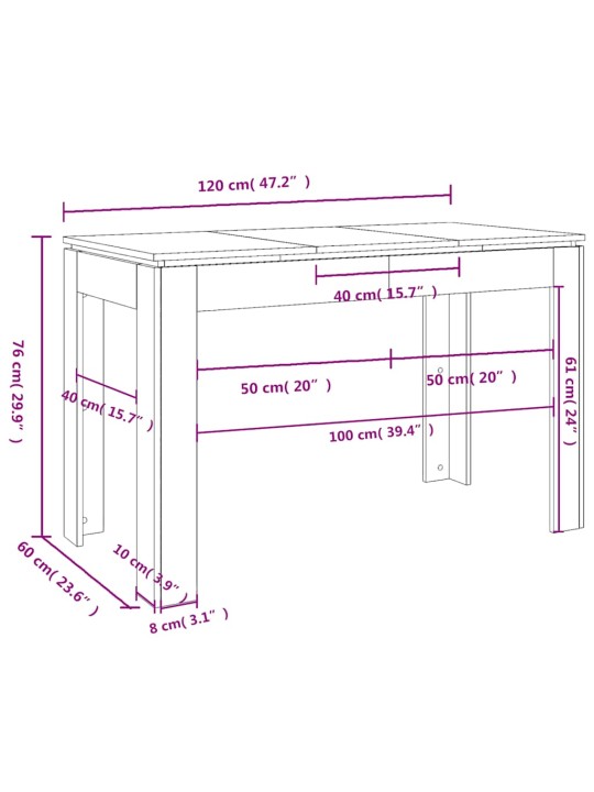 SÖÖGILAUD ARTISAN TAMM 120X60X76 CM ENGINEERED WOOD