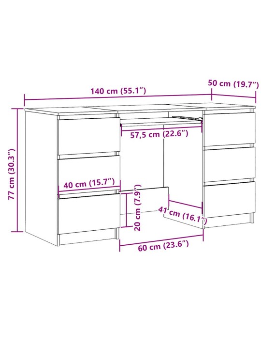 KIRJUTUSLAUD ARTISAN TAMM 140X50X77 CM EHITUSPUIT