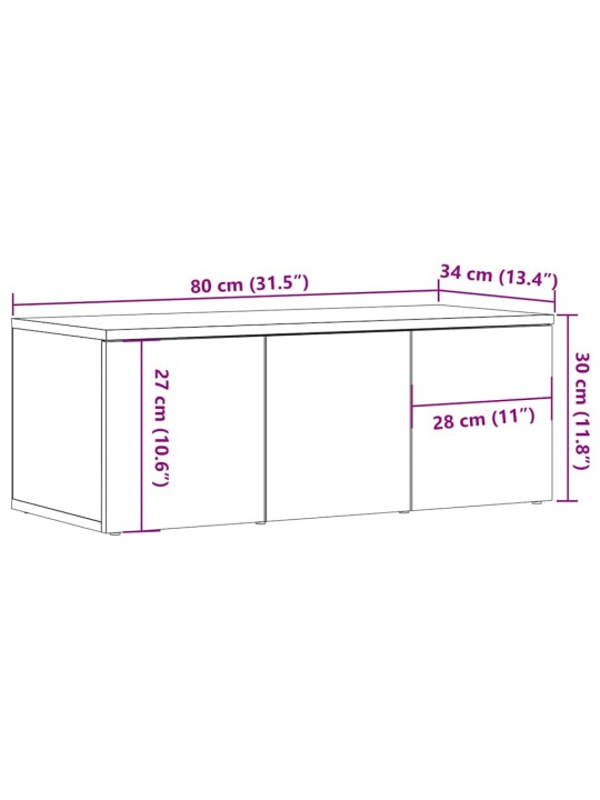 TELERIKAPP OLD WOOD 80X34X30 CM ENGINEERED WOOD