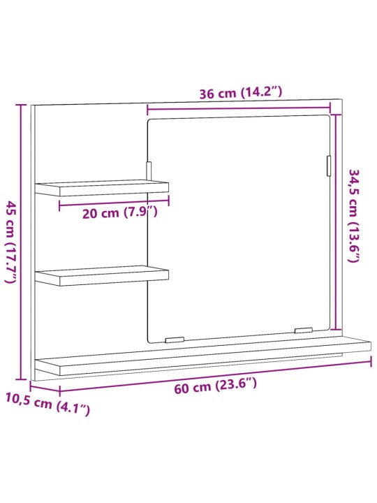 VANNITOA PEEGELKAPP VANA PUIT 60X10,5X45 CM