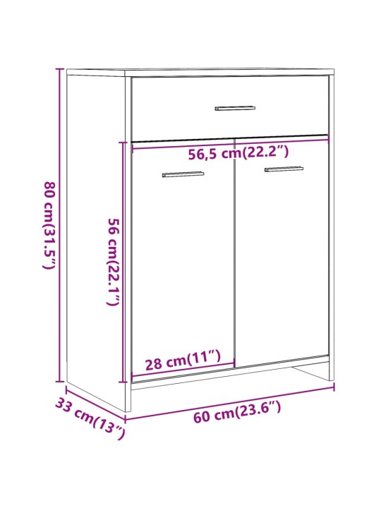 Vannitoakapp betoonhall 60 x 33 x 80 cm tehispuit