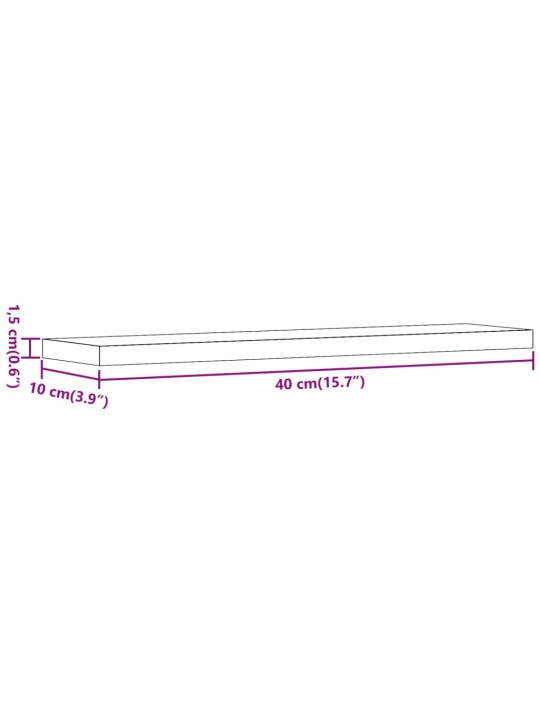 Seinariiulid 4 tk, vana puidu, 40x10x1,5 cm, tehispuit