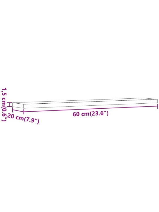 Seinariiulid 4 tk, vana puidu, 60x20x1,5 cm, tehispuit