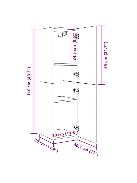 TELERIKAPP ARTISAN TAMM 30,5X30X110 CM EHITUSPUIT