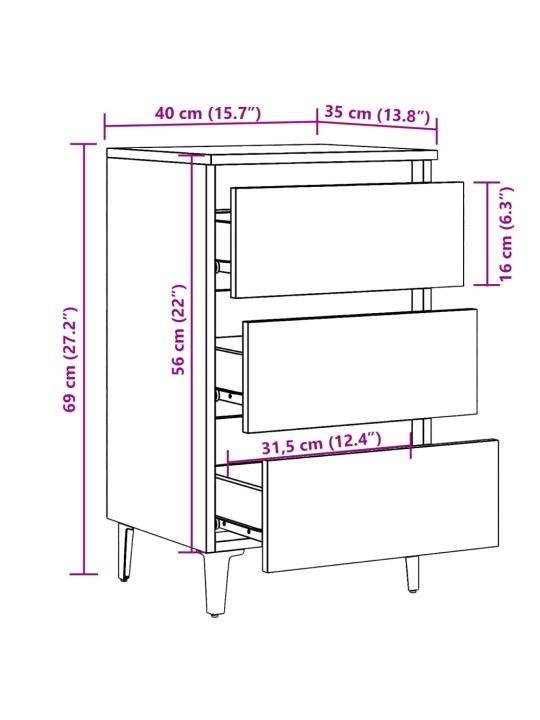 METALLIST JALGADEGA VOODIKAPP ARTISAN TAMM 40X35X69 CM