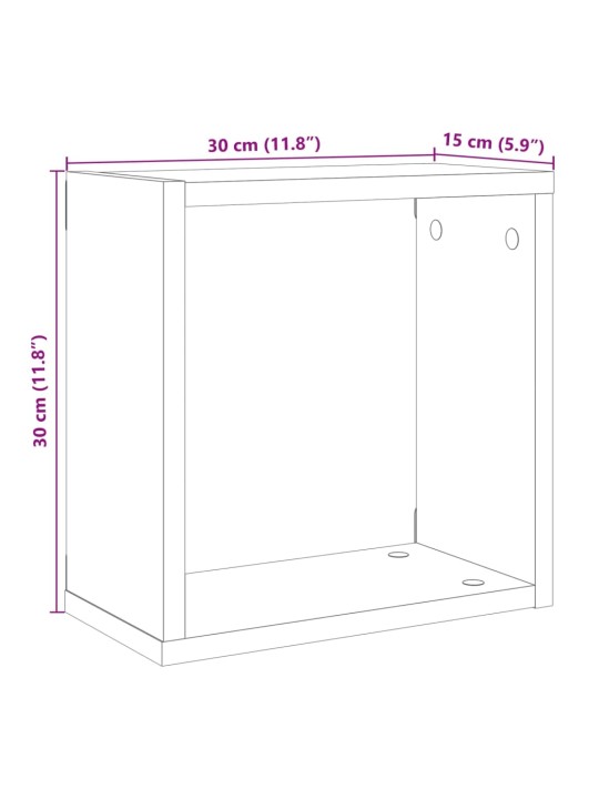 Kuubikukujulised riiulid 2 tk vana puit 30x15x30 cm tehispuit