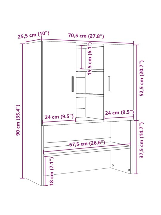 Pesumasinakapp, betoonhall, 70,5 x 25,5 x 90 cm