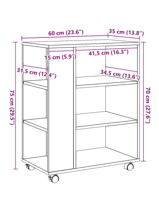 RULLKAPP VANA PUIT 60X35X75 CM ENGINEERED WOOD