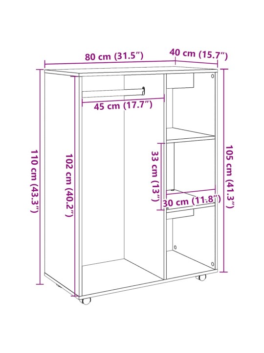 RIIDEKAPP OLD WOOD 80X40X110 CM ENGINEERED WOOD