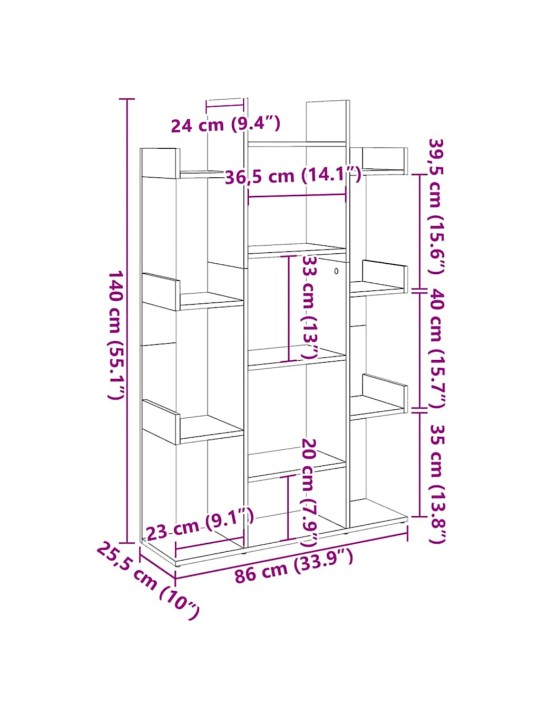 RAAMATUKAPP VANA PUIT 86X25,5X140 CM ENGINEERED WOOD