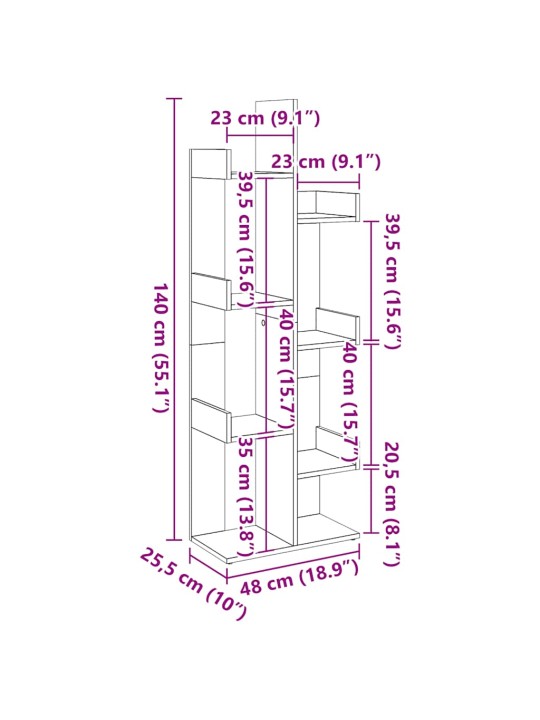 RAAMATUKAPP VANA PUIT 48X25,5X140 CM ENGINEERED WOOD