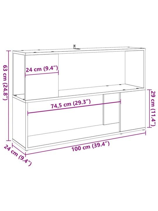 RAAMATUKAPP VANA PUIT 100X24X63 CM ENGINEERED WOOD