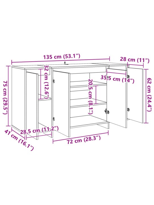 PUHVETKAPP ARTISAN OAK 135X41X75 CM ENGINEERED WOOD