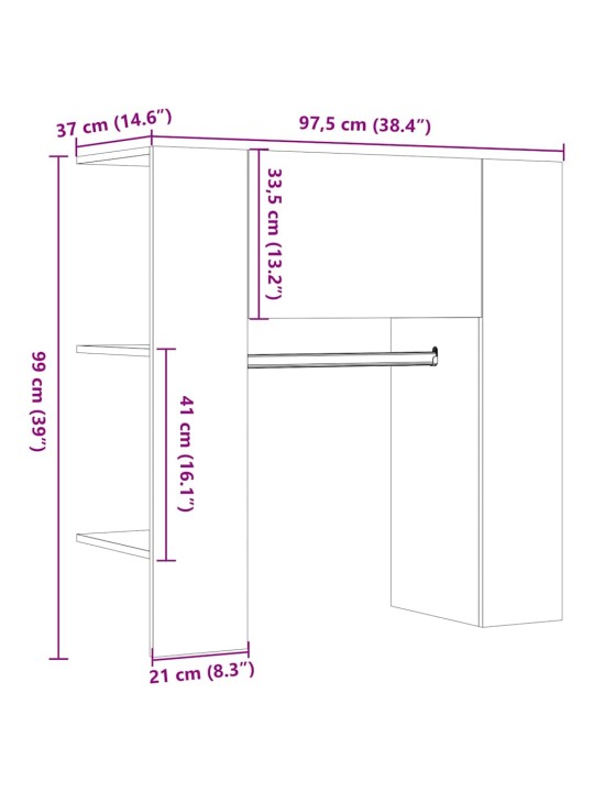 ESIKUKAPP VANA PUIT 97,5X37X99 CM ENGINEERED WOOD