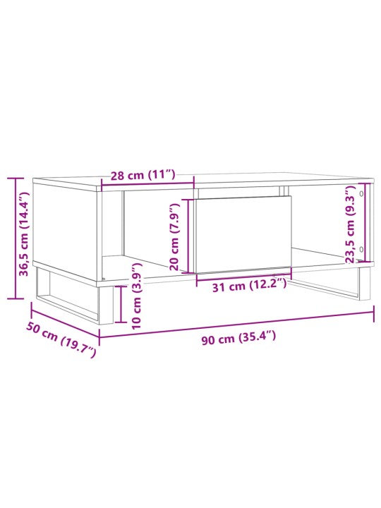 Kohvilaud, vana puit, 90 x 50 x 36,5 cm, tehispuit