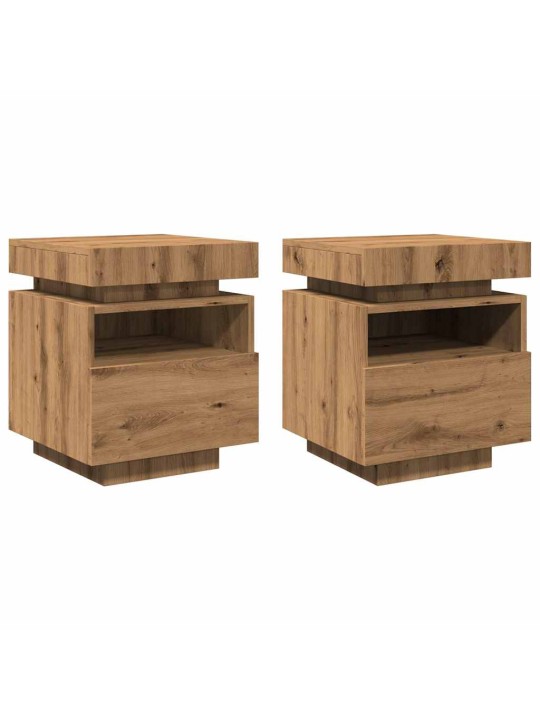 LED-VALGUSTITEGA ÖÖKAPID 2 TK ARTISAN OAK 40X39X48,5 CM
