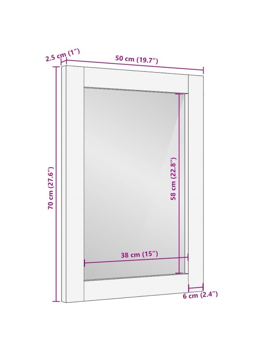 VANNITOA PEEGEL PRUUN 50X70X3 CM TÄISPUIDUST MANGO