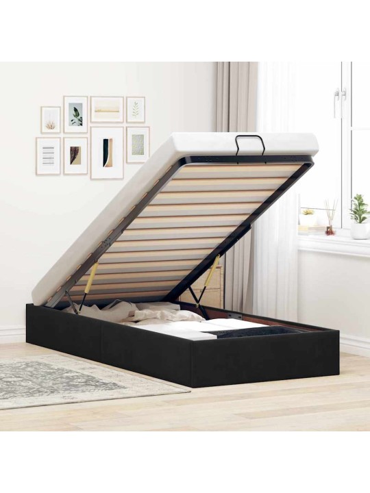OTTOMANI VOODIRAAM ILMA MADRATSITA, MUST, 80X200 CM, SAMET