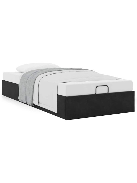 OTTOMANI VOODIRAAM ILMA MADRATSITA, MUST, 90X200 CM, SAMET