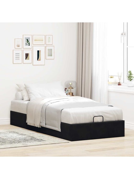OTTOMANI VOODIRAAM ILMA MADRATSITA, MUST, 100X200 CM, SAMET