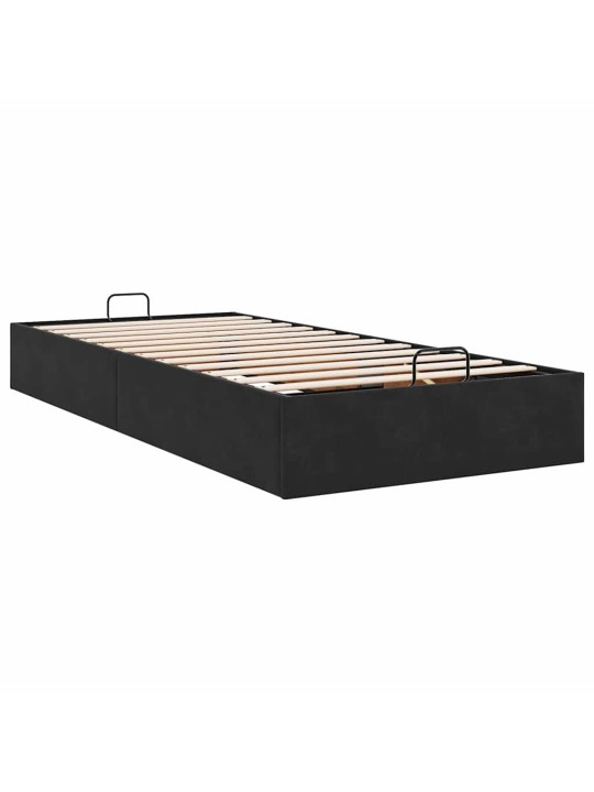 OTTOMANI VOODIRAAM ILMA MADRATSITA, MUST, 100X200 CM, SAMET