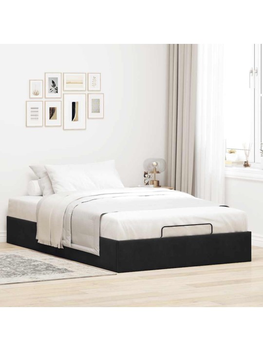 OTTOMANI VOODIRAAM ILMA MADRATSITA, MUST, 120X190 CM, SAMET