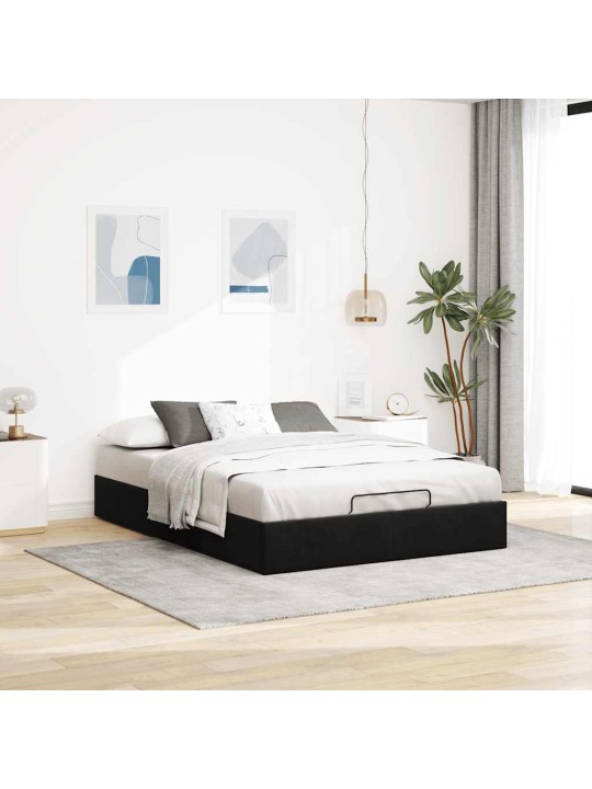 OTTOMANI VOODIRAAM ILMA MADRATSITA, MUST, 140X190 CM, SAMET