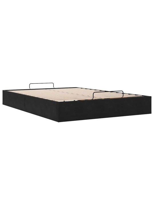 OTTOMANI VOODIRAAM ILMA MADRATSITA, MUST, 140X190 CM, SAMET