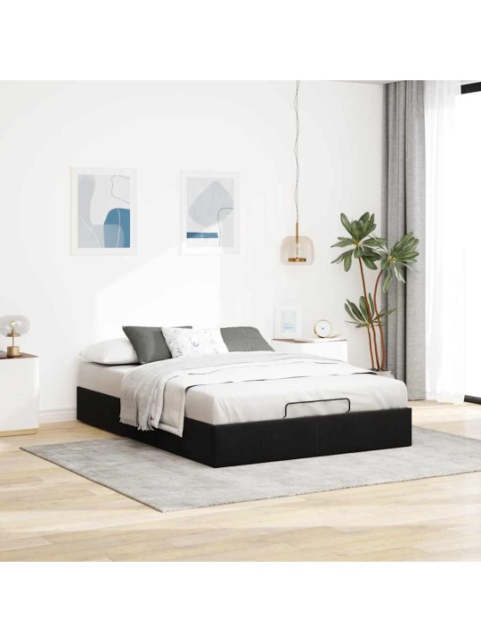 OTTOMANI VOODIRAAM ILMA MADRATSITA, MUST, 140X200 CM, SAMET
